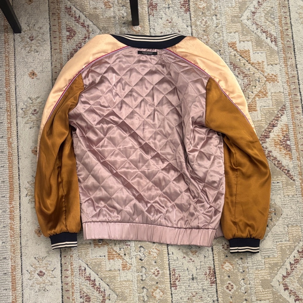 Pink and Brown Quilted Bomber Jacket - Picture 2 of 4